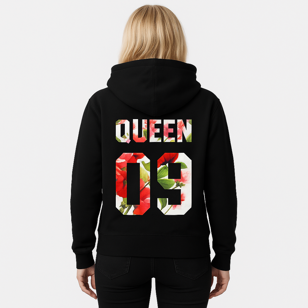 Couple Hoodies with Print - Design QUEEN KING 09