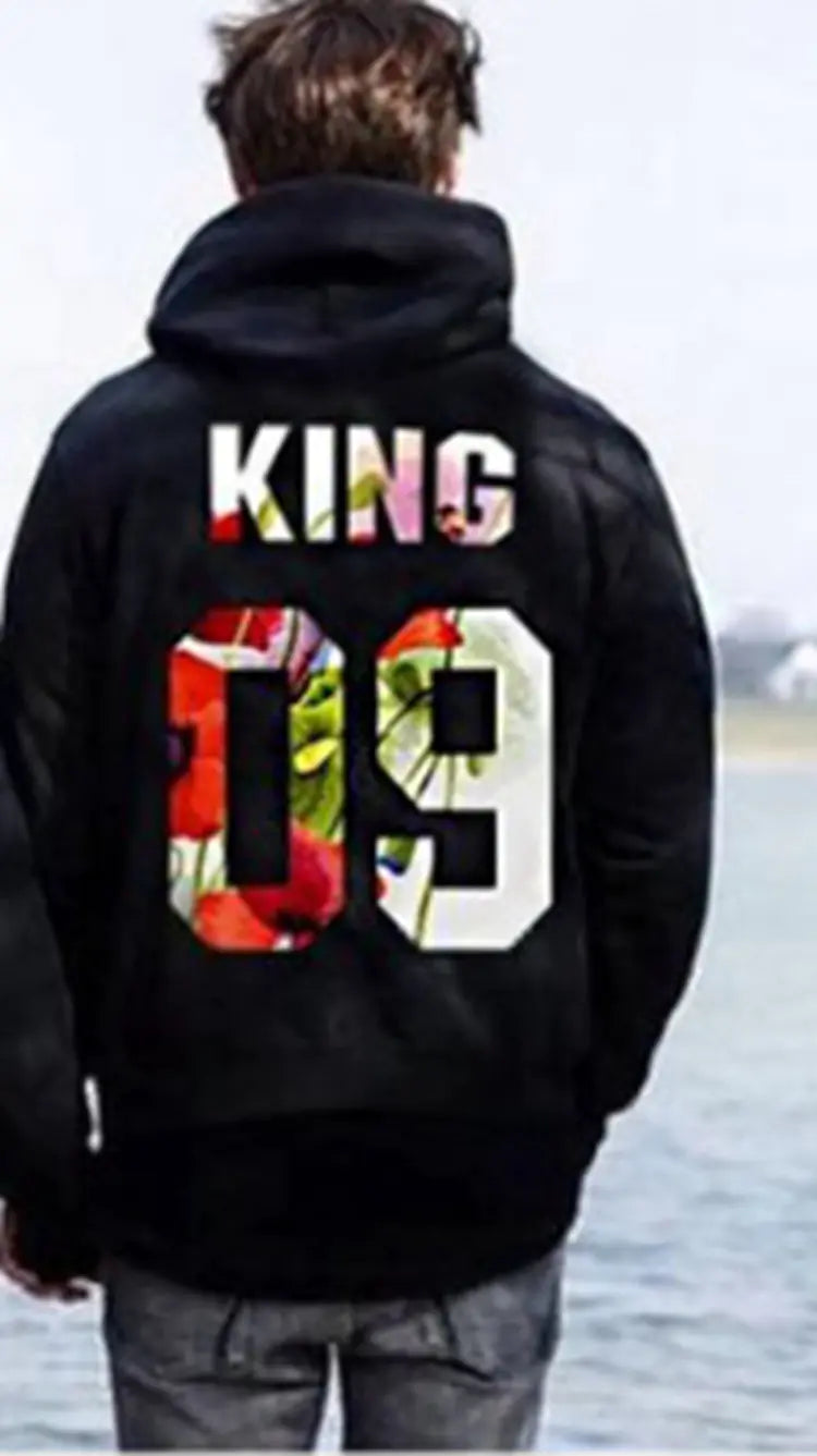 Couple Hoodies with Print - QUEEN KING 09 Design