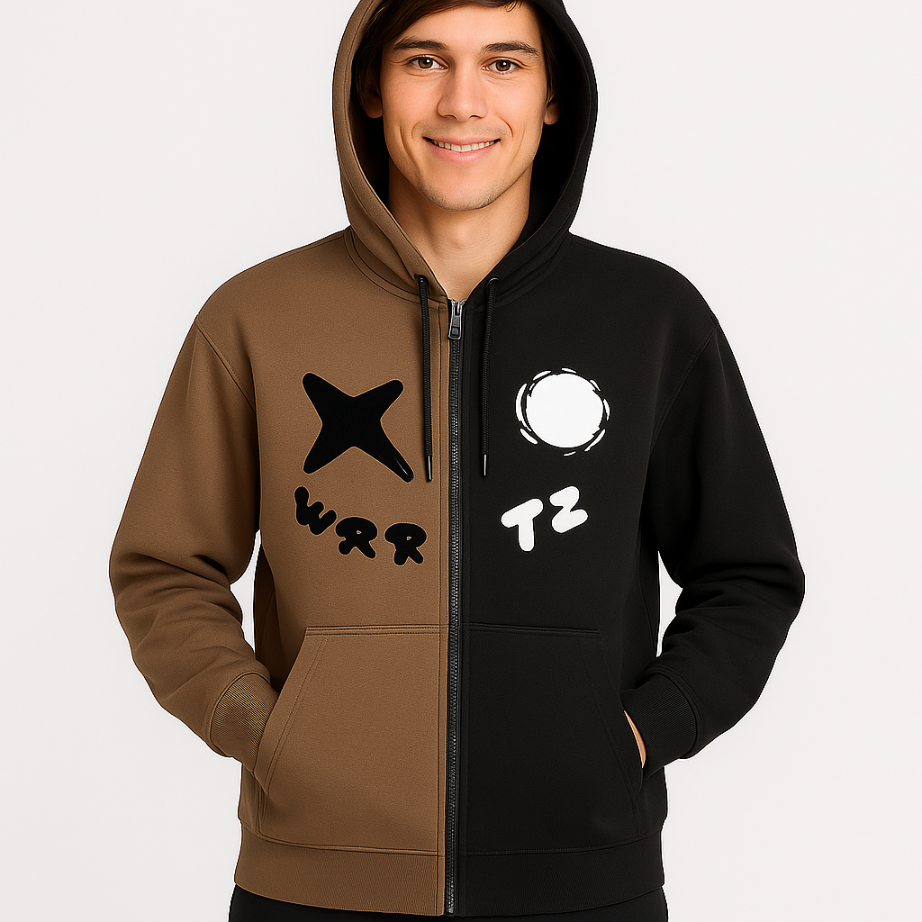 RoseSeek Men's or Women's Zip-Up Hoodie - Streetwear Graphic Sweatshirt, Dark Brown