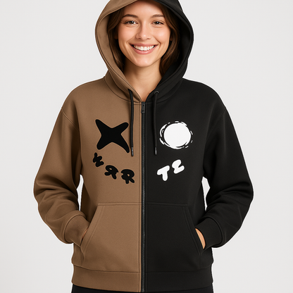 RoseSeek Men's or Women's Zip-Up Hoodie - Streetwear Graphic Sweatshirt, Dark Brown