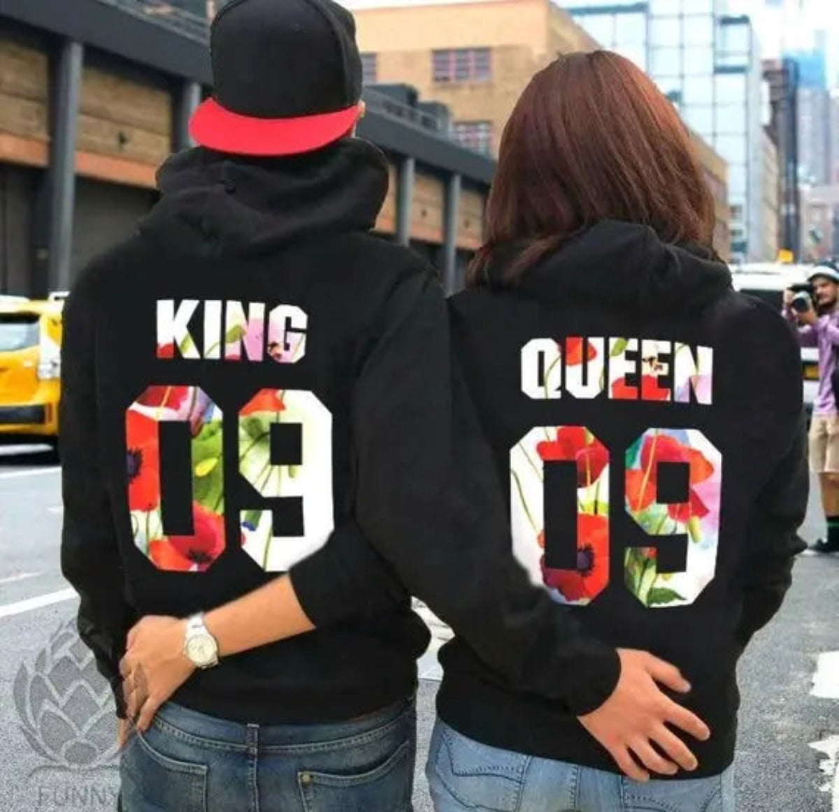 Couple Hoodies with Print - QUEEN KING 09 Design