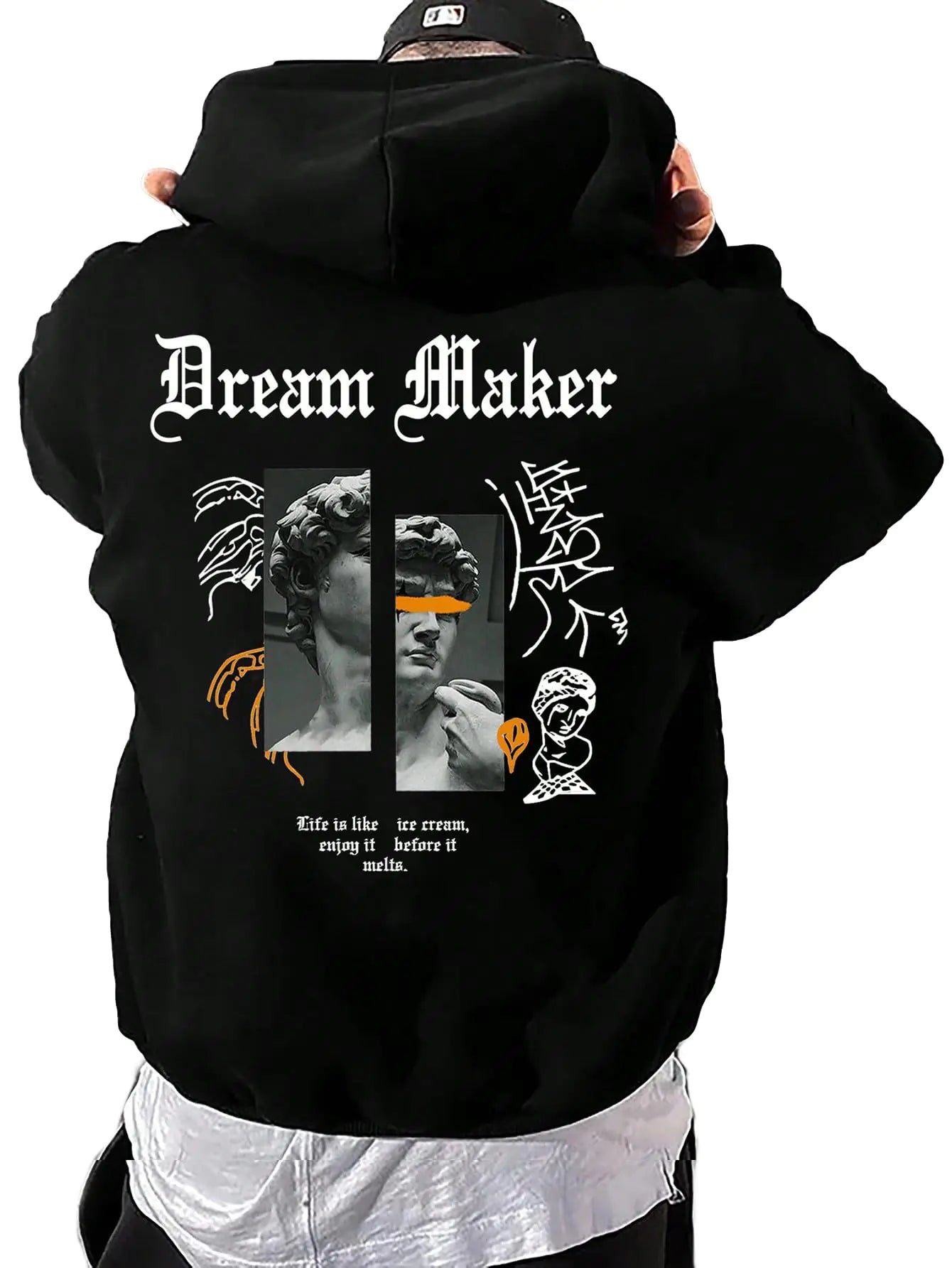 Hoodie Oversize Homme GORGLITTER – Sweat graphique avec slogan, chaud & stylé, modèle 2024
