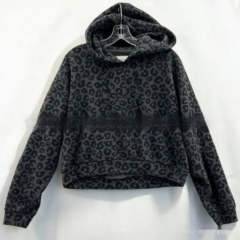 Sweat à capuche style vintage – Motif léopard tendance