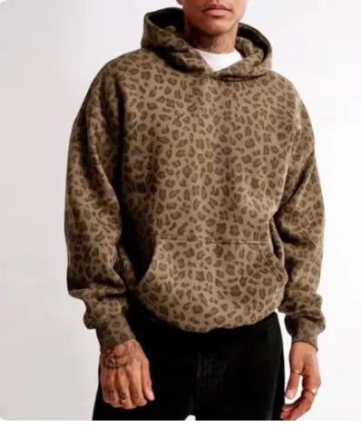 Sweat à capuche style vintage – Motif léopard tendance